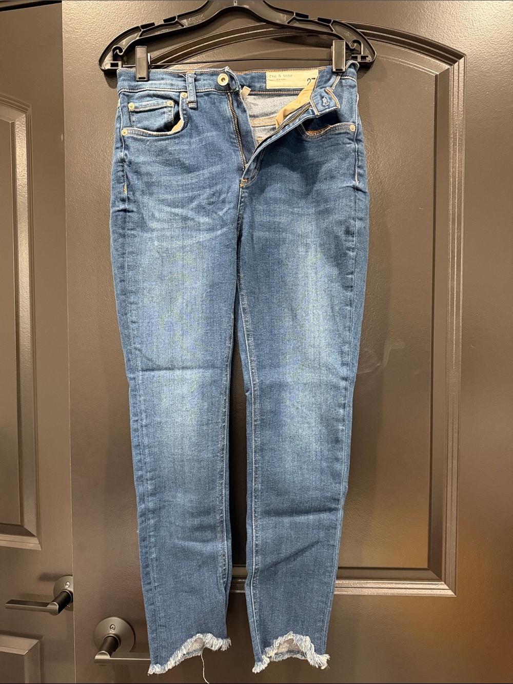 Rag & Bone Frayed Hem Straight-Leg Jeans
